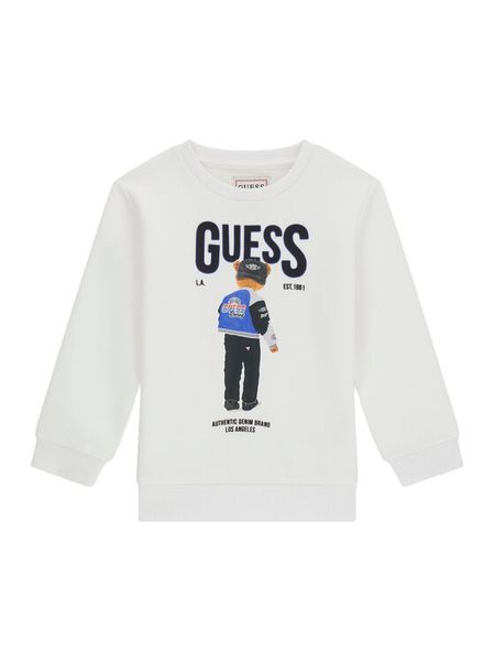Guess Bluza N6RQ03 KAD74 Biały Regular Fit. Białe bluzy dla chłopców Guess, z aplikacjami, z bawełny, bez ramiączek, bez kaptura. Za 104.99 zł.