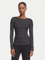 Guess Bluzka W6BP26 K6284 Czarny Slim Fit. Czarne bluzki damskie Guess, l, z aplikacjami, z wiskozy, bez kołnierzyka, bez ramiączek. Za 214.99 zł.