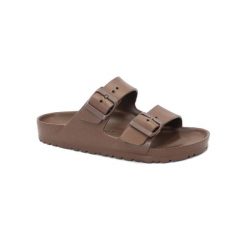 Kapcie Birkenstock Arizona Eva Damskie. Brązowe kapcie damskie Birkenstock, bez wzorów, z materiału. Za 358.00 zł.