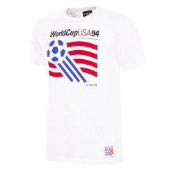 Koszulka dla dorosłych - Emblemat Mistrzostw Świata USA 1994 - Biały. Białe koszulki sportowe męskie COPA FOOTBALL, s, bez wzorów, bez kołnierzyka, bez ramiączek, do piłki nożnej. Za 211.98 zł.