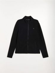Sportowa bluza rozpinana ze stójką SNSY PERFORMANCE - czarny. Czarne bluzy męskie Sinsay, l, bez wzorów, bez kaptura. Za 59.99 zł.