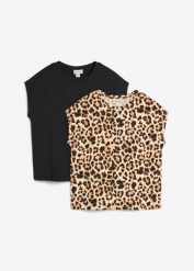 T-shirt z czystej bawełny organicznej (2 szt.). Czarne t-shirty i topy dla dziewczynek bonprix, bez wzorów, z bawełny, bez ramiączek. Za 65.98 zł.