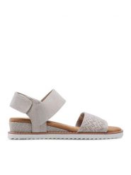 Skechers Sandały BOBS Desert Kiss 31440/OFWT Beżowy. Brązowe klapki damskie Skechers, bez wzorów, z materiału, bez obcasa, na płaskiej podeszwie, bez zapięcia. Za 199.99 zł.