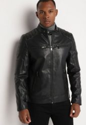 Czarna Kurtka Ramoneska z Ekoskóry Florendae. Czarne kurtki męskie Born2be, l, bez wzorów, z jeansu, eleganckie. Za 129.99 zł.