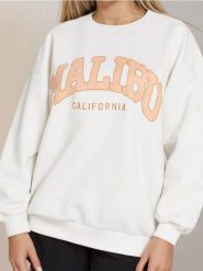 Bluza z nadrukiem - kremowy. Białe bluzy damskie Sinsay, l, bez wzorów, bez kaptura. W wyprzedaży za 27.99 zł.