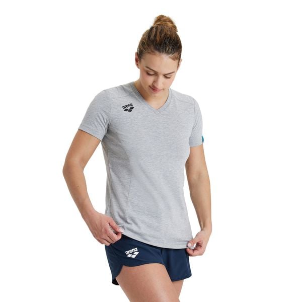 Koszulka damska Arena Team T-Shirt Panel. Szare koszulki sportowe damskie Arena, l, bez wzorów, z bawełny, bez kołnierzyka, bez ramiączek, do biegania. Za 99.00 zł.