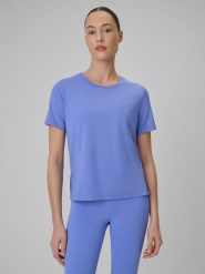 4F Koszulka treningowa loose szybkoschnąca damska - niebieska XXL. Niebieskie t-shirty damskie 4f, xxl, bez wzorów, z materiału, klasyczne, bez kołnierzyka. Za 79.99 zł.