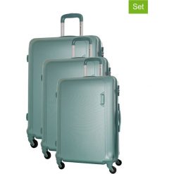 Zestaw walizek w kolorze miętowym - 3 szt. Walizki męskie Platinium, z materiału. W wyprzedaży za 579.95 zł.