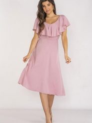 Sukienka Model A659 Dirty Pink - awama. Różowe sukienki damskie Awama, na spotkanie biznesowe, na lato, l, bez wzorów, z elastanu, eleganckie, bez kołnierzyka, bez ramiączek, midi. Za 276.30 zł.