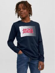Jack & Jones Junior Bluzka 12244209 Granatowy Regular Fit. Niebieskie t-shirty dla chłopców Jack & Jones Junior, bez wzorów, z bawełny, bez ramiączek. Za 39.99 zł.