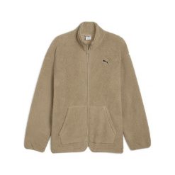 Męska rozpinana bluza typu sherpa Essentials Elevated na zimę o luźnym kroju. Brązowe bluzy męskie Puma, na zimę, m, bez wzorów, bez kaptura. Za 269.00 zł.