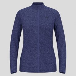 Bluza damska Odlo TENCIA Mid layer full zip. Niebieskie bluzy damskie Odlo, na zimę, m, bez wzorów, z elastanu, bez kaptura. Za 449.99 zł.
