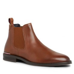 Sztyblety Tommy Hilfiger. Brązowe botki męskie Tommy Hilfiger, bez wzorów, bez zapięcia. Za 719.99 zł.