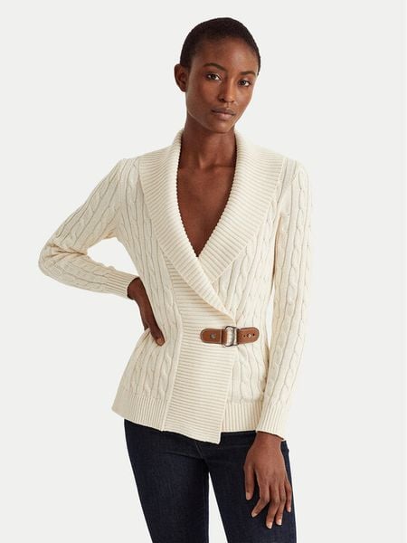 LAUREN RALPH LAUREN Sweter 200808258004 Beżowy Relaxed Fit. Brązowe swetry damskie Lauren Ralph Lauren, xxl, bez wzorów, z bawełny, bez kołnierzyka, bez ramiączek, bez kaptura. Za 839.99 zł.