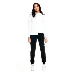 Damski dres Leone z ukośnym zamkiem Blackout. Białe obuwie sportowe damskie LEONE 1947 APPAREL, bez wzorów, z dresówki, na fitness i siłownię. W wyprzedaży za 251.55 zł.
