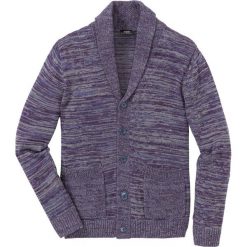 Sweter rozpinany melanżowy z szalowym kołnierzem Regular Fit bonprix szaro-ciemnoniebiesko-jeżynowy melanż. Kardigany męskie marki bonprix. Za 44.99 zł.