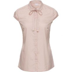 Bluzka z krótkim rękawem, drukowana bonprix matowy beżowy - czarny w groszki. Bluzki damskie marki bonprix. Za 49.99 zł.