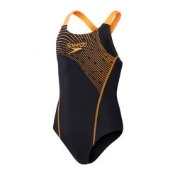 Dziewczęcy jednoczęściowy kostium kąpielowy Speedo Eco Medley Logo. Brązowe stroje kąpielowe dla dziewczynek Speedo, bez wzorów, z materiału. Za 174.00 zł.