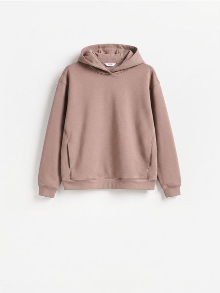 Bluza z kaputrem - beżowy. Brązowe bluzy męskie Reserved, l, bez wzorów, z dzianiny, bez kaptura. Za 139.99 zł.