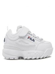 Fila Sneakersy Disruptor E Infants 1011298.1FG Biały. Białe buty sportowe dziewczęce Fila, bez wzorów, ze skóry, bez zapięcia. Za 209.99 zł.