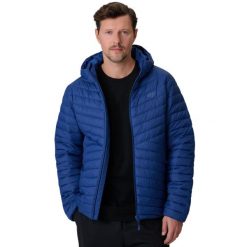 Kurtka męska 4F z kapturem, hydrofobowa. Niebieskie kurtki męskie 4f, m, bez wzorów, z materiału, z kapturem. Za 220.99 zł.