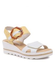 Sandały Rieker. Brązowe sandały damskie Rieker, bez wzorów, bez obcasa, na płaskiej podeszwie, bez zapięcia. Za 329.99 zł.