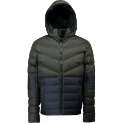 Kurtka zimowa "Ballade" w kolorze granatowym. Niebieskie kurtki męskie marki Geographical Norway Men, na zimę, z aplikacjami. W wyprzedaży za 399.95 zł.