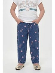 Guess Kids Spodnie materiałowe 183611 Niebieski Regular Fit. Niebieskie spodnie materiałowe dla dziewczynek Guess Kids, z aplikacjami, z materiału. Za 214.99 zł.