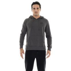 Bluza z bawełna z kaptur na trening na co dzień. Szare bluzy męskie LEONE 1947 APPAREL, bez wzorów, z bawełny, bez kaptura, na fitness i siłownię. W wyprzedaży za 162.09 zł.