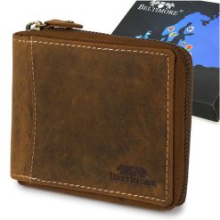 Portfel Skórzany Zasuwany Duży Poziomy Rfid Nubuk Jasny Brąz Beltimore H01. Brązowe portfele męskie bez wzorów, z nubiku. Za 69.99 zł.