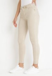 Beżowe Jeansy Skinny z Regularnym Stanem Ingas. Brązowe jeansy damskie Born2be. Za 74.99 zł.