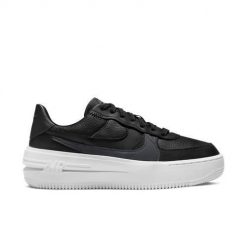 Buty do chodzenia damskie Nike Air Force 1 Pltaform. Czarne obuwie sportowe damskie Nike, bez wzorów, z materiału, trekkingowe, Nike Air Force. Za 914.00 zł.