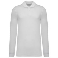 Koszulka polo z długim rękawem pique Kariban Bio180. Białe bluzki z długim rękawem męskie KARIBAN, m, bez wzorów, z bawełny, bez ramiączek. Za 171.50 zł.