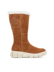 Rieker Kozaki X3455-24 Brązowy. Brązowe kozaki damskie Rieker, z materiału, bez obcasa, na płaskiej podeszwie. Za 272.99 zł.