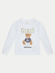 Guess Bluza K5RQ04 KAD74 Biały Regular Fit. Białe bluzy dla dziewczynek Guess, z aplikacjami, z bawełny, bez ramiączek, bez kaptura. Za 109.99 zł.