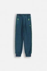 Spodnie dresowe chłopięce Lemon Explore WL6 zielone z lampasami. Zielone spodnie sportowe dla chłopców LEMON explore, bez wzorów, z dresówki, długie, na fitness i siłownię. Za 89.90 zł.