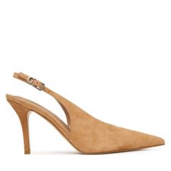 Szpilki Guess. Brązowe szpilki damskie Guess, z aplikacjami, bez obcasa, bez zapięcia. Za 639.99 zł.