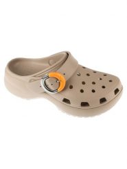 Crocs Klapki Classic Platform Buckle Clog 213230 Beżowy. Brązowe klapki damskie Crocs, bez wzorów, z tworzywa sztucznego, bez obcasa. Za 299.99 zł.