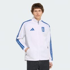 Podstawowa bluza reprezentacyjna Grecja. Białe bluzy męskie Adidas, s, bez wzorów, z dresówki, bez kaptura. Za 529.00 zł.