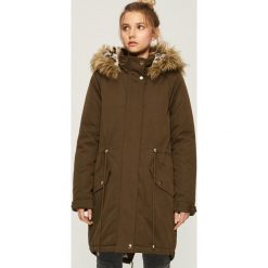 Płaszcz z podszewką w panterkę - Khaki. Brązowe płaszcze damskie Sinsay, z motywem zwierzęcym. Za 249.99 zł.