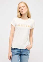DAMSKA KOSZULKA MUSTANG LOGO T-shirty Loa Whisper White 1015177 2013. Białe t-shirty damskie Mustang, s, bez wzorów, bez kołnierzyka. Za 69.99 zł.
