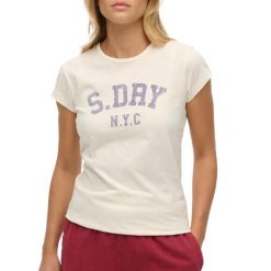 Koszulka damska Superdry Athletic Essential Slub. Białe t-shirty damskie Superdry., bez wzorów, bez kołnierzyka. W wyprzedaży za 113.00 zł.