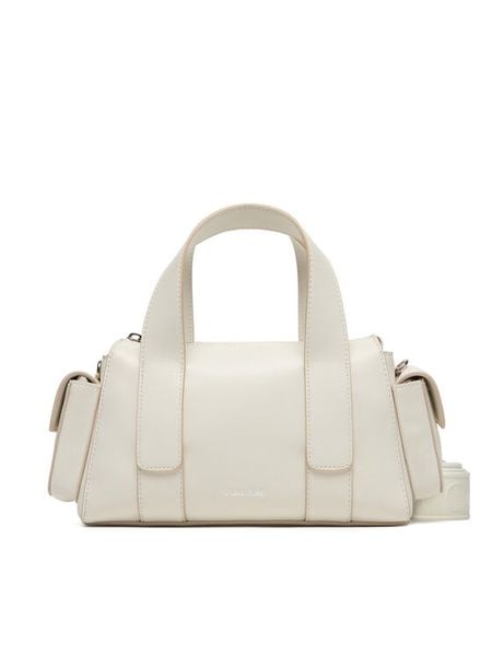 Calvin Klein Torebka Webbing Strap Pocket Bag LV04F3291G Biały. Białe torebki do ręki damskie Calvin Klein, bez wzorów, ze skóry, bez dodatków. Za 489.99 zł.