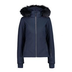 Kurtka narciarska damska CMP 31W0196F. Niebieskie kurtki snowboardowe damskie CMP, bez wzorów, z elastanu, długie, z kapturem, narciarskie. Za 539.99 zł.