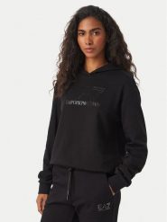 EA7 Emporio Armani Bluza 7W000537 AF15831 MC043 Czarny Regular Fit. Czarne bluzy damskie EA7 Emporio Armani, m, bez wzorów, z bawełny, bez kaptura. Za 629.99 zł.