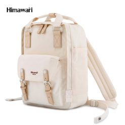 Plecak damski kremowy z kieszenią na laptopa i regulowanymi szelkami - Himawari. Białe plecaki damskie Himawari, bez wzorów, z tkaniny, biznesowe. Za 155.99 zł.