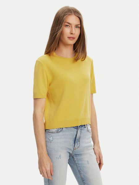 United Colors Of Benetton Sweter 1091D10D5 Żółty Relaxed Fit. Żółte swetry damskie United Colors Of Benetton, xl, bez wzorów, z bawełny, bez kołnierzyka, bez ramiączek, bez kaptura. Za 139.99 zł.