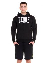 Bluza z bawełna z kaptur na siłownia na czas wolny. Czarne bluzy męskie LEONE 1947 APPAREL, na lato, l, bez wzorów, z bawełny, z kapturem. Za 310.50 zł.