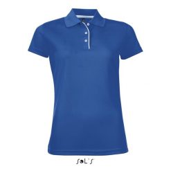 Damska koszulka polo Sol's Performer. Niebieskie koszulki sportowe damskie SOL'S, l, bez wzorów, z materiału, bez kołnierzyka, bez ramiączek. Za 84.05 zł.