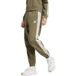 Spodnie damskie adidas Essentials 3-Stripes Fleece Loose-Fit. Zielone obuwie sportowe damskie Adidas, bez wzorów, z bawełny, na fitness i siłownię. Za 171.99 zł.